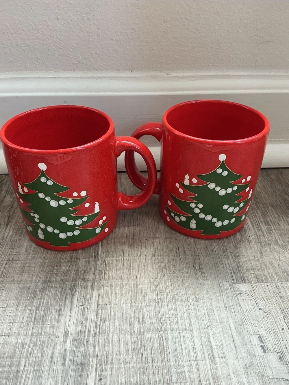 Lot of 8 Vintage Waechtersbach Christmas Tree Red Mugs Cups West Germany Vtg